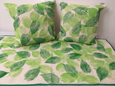 leaves hand painted table cloth